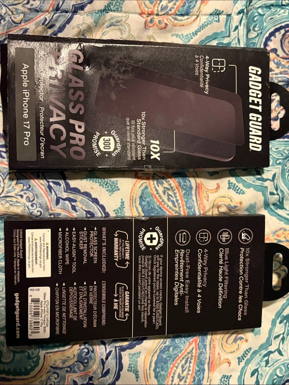 Glass Privacy Screen Protector for Apple iPhone 17 Pro - Black